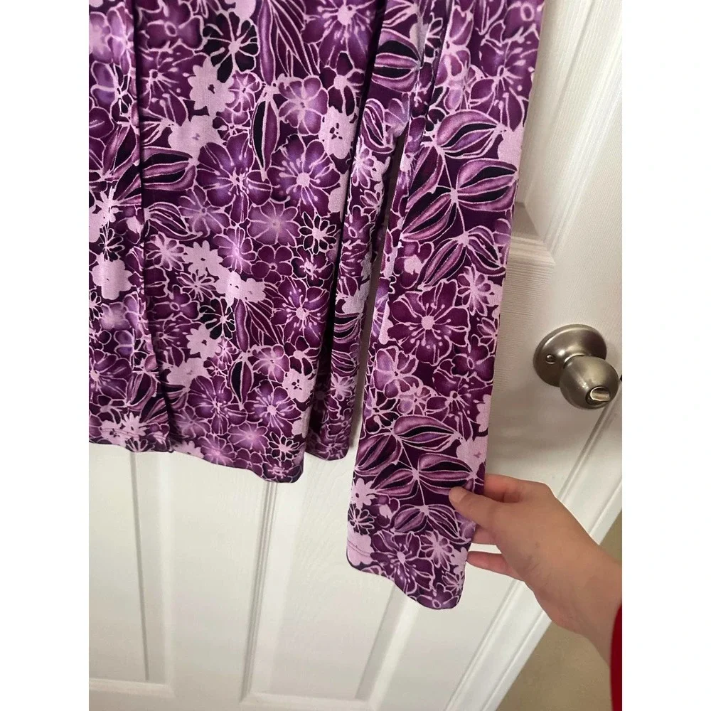 Women ladies Jaclyn smith XL purple floral cardigan + built-in cami blouse top - Picture 3 of 8